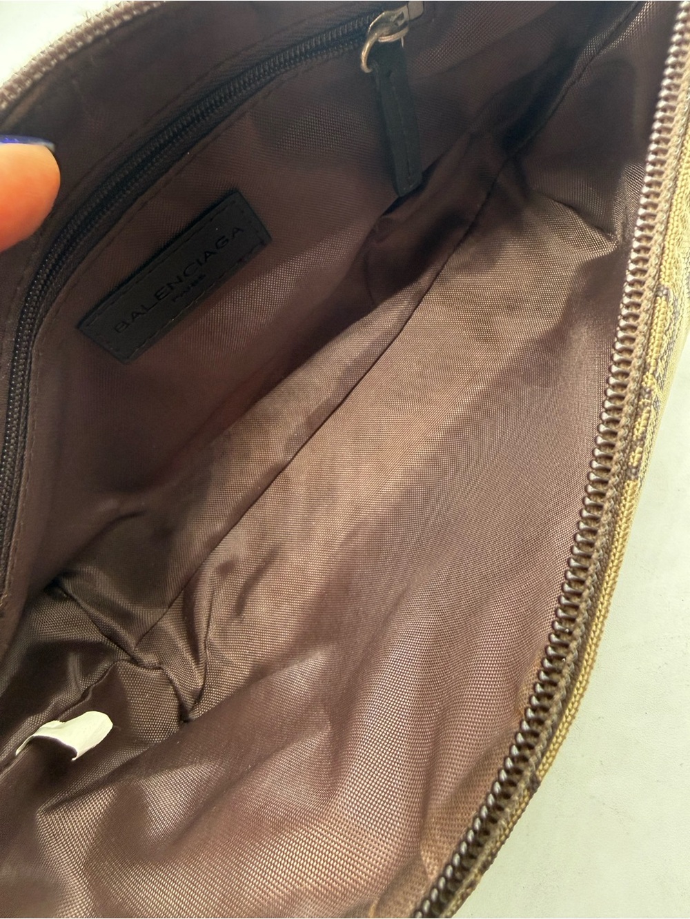 Balenciaga Beige and Dark Brown Logo-Print Shoulder Bag EUC w/ COA - Picture 8 of 11
